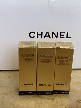 CHANEL Sublimage Eye Cream Face Scrub Trio - Gold
